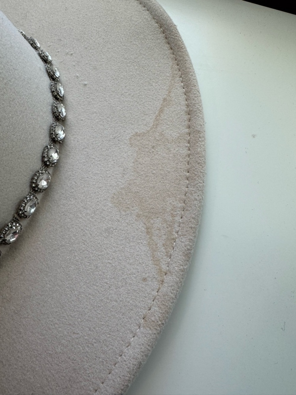Women's Embellished Cream Wide Brim Western Hat - Picture 3 of 5